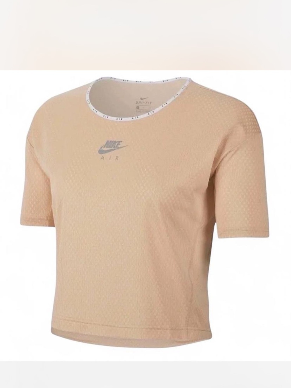 Nike Air DriFIT Mesh Loose Fit Crop Top Short Sleeve Workout Top w Swoosh Logo